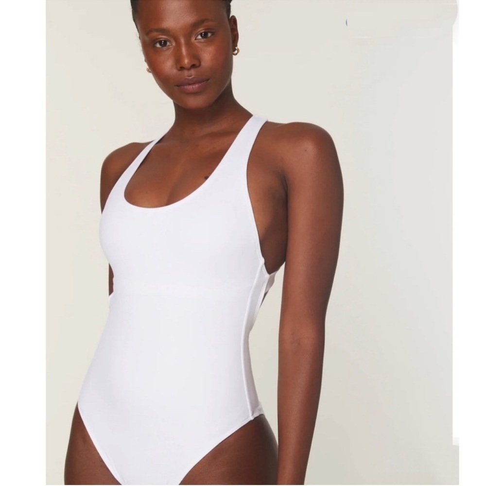 Andie The Tulum One Piece Swimsuit White Large Eco Recycled Nylon Wedding